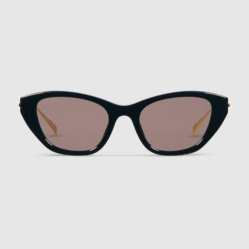 Sonnenbrille Cat-Eye Schwarz Glänzend