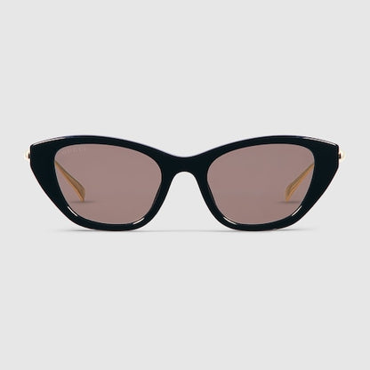 Sonnenbrille Cat-Eye Schwarz Glänzend