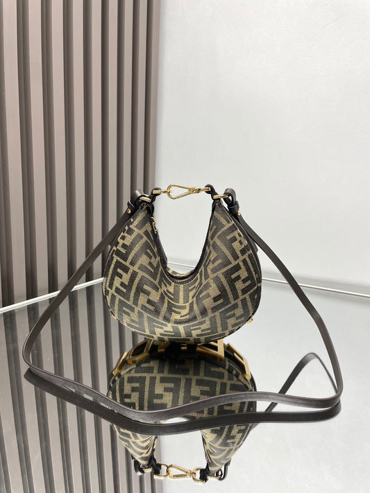 FF Jacquard Stoff Mini-Tasche Braun