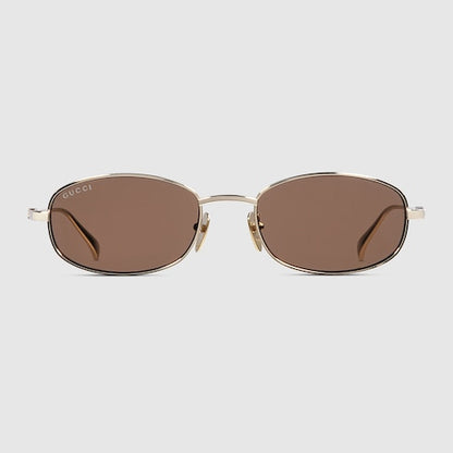 Ovale Sonnenbrille aus glänzendem Metall in hellem Gold Herren