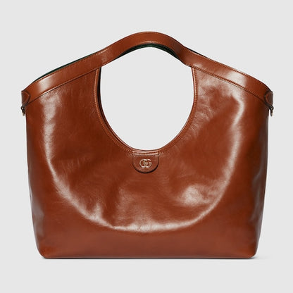 Large GG Giglio shopping bag in dark brown leather