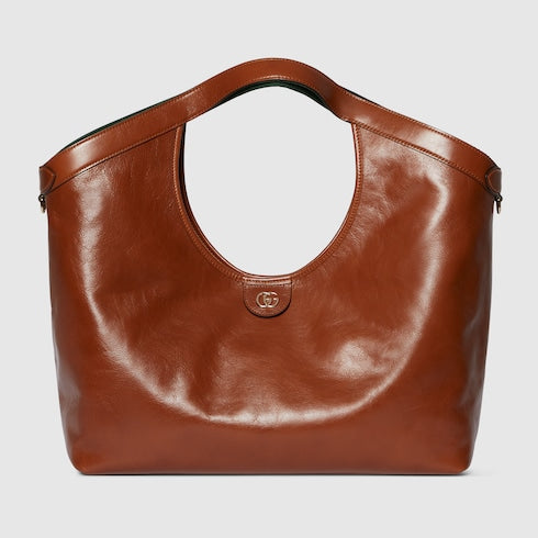 Large GG Giglio shopping bag in dark brown leather