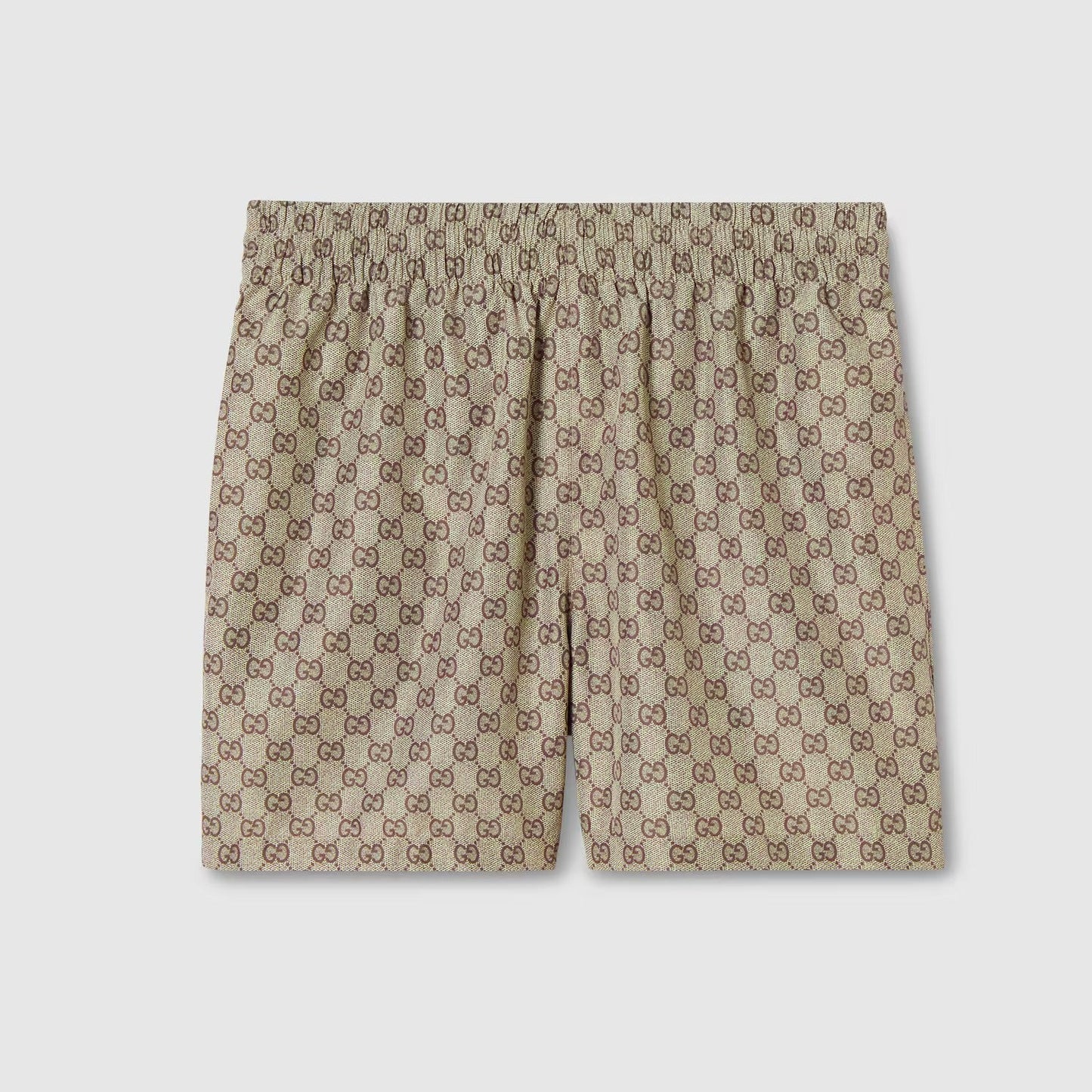Badehose aus bedrucktem Polyesterpopeline Beige und dunkelbrauner