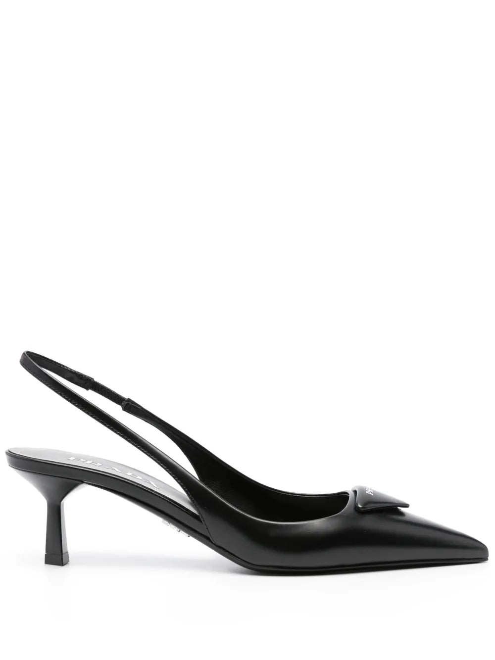 Schwarze Pumps aus Leder mit Fersenriemen
