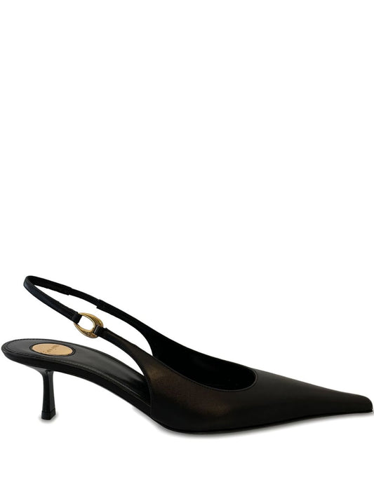 Vendome slingback pumps in black leather 50mm