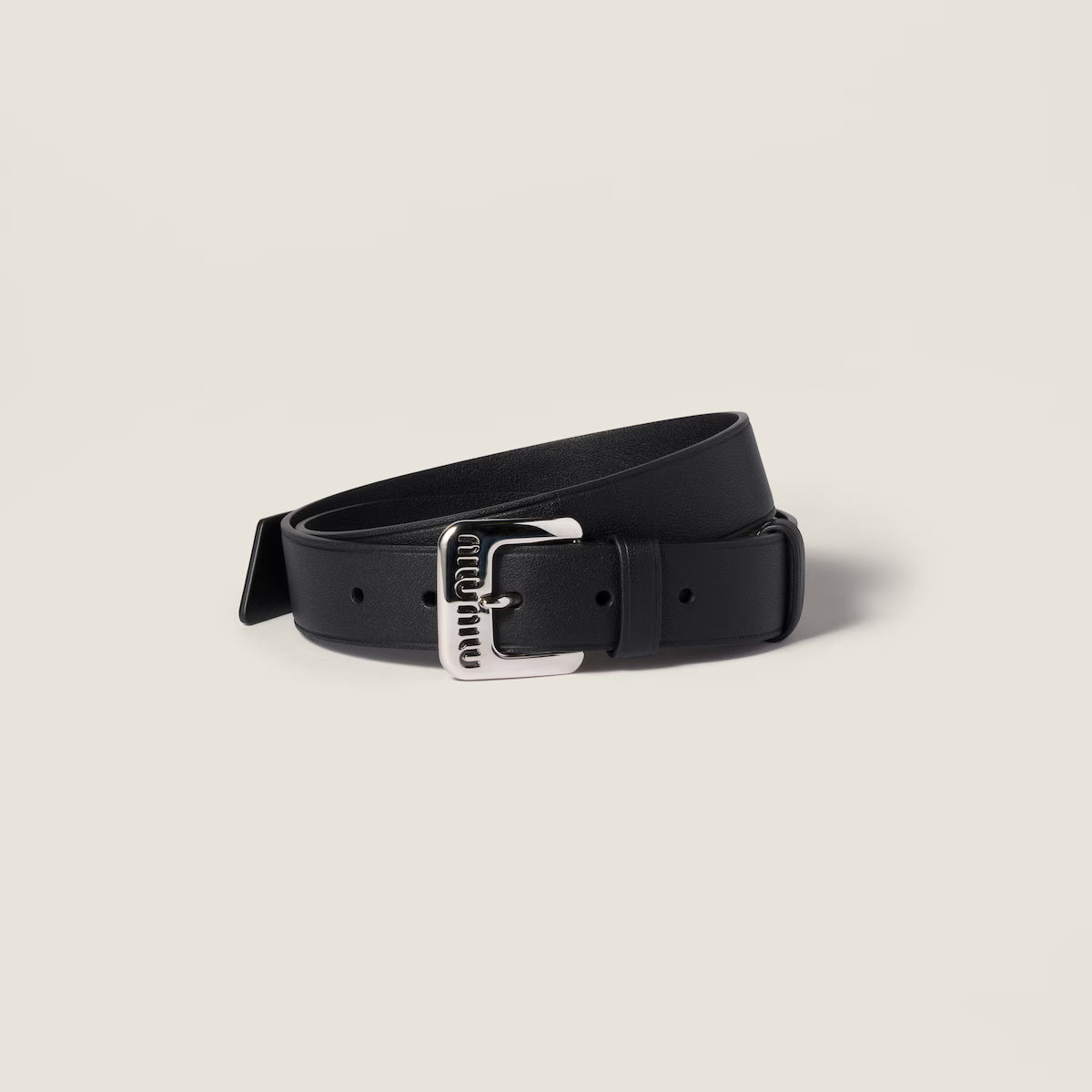 Gürtel aus Nappa-Leder Schwarz Silber Schnalle 3cm