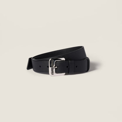 Gürtel aus Nappa-Leder Schwarz Silber Schnalle 3cm