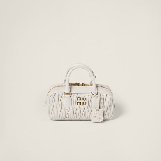 Arcadie bag, regular size, made of matelassed nappa leather in white