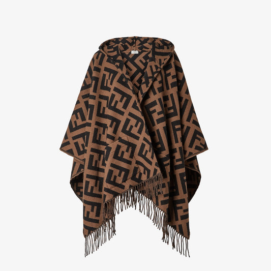 Women's cashmere poncho, brown