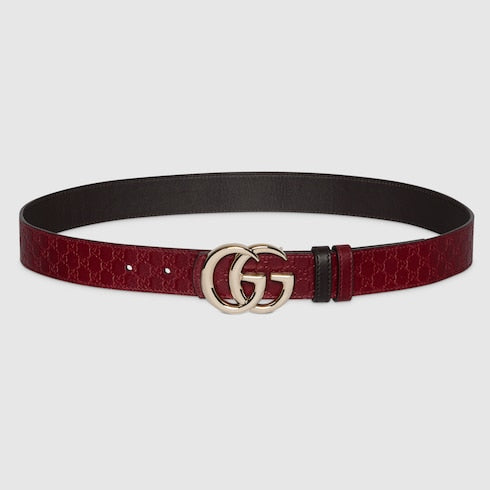 Reversible belt GG Marmont in red and black for women