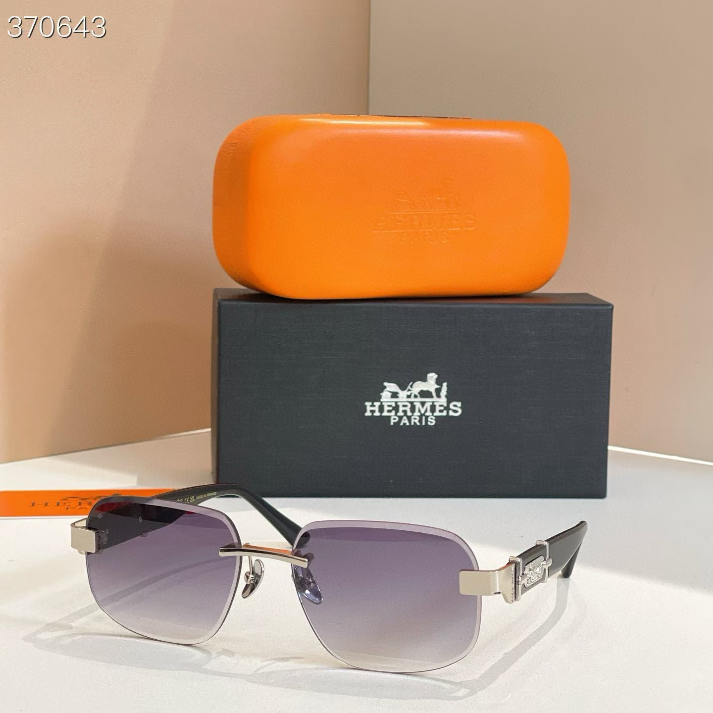 Randlose Sonnenbrille Gold/Blau 9703