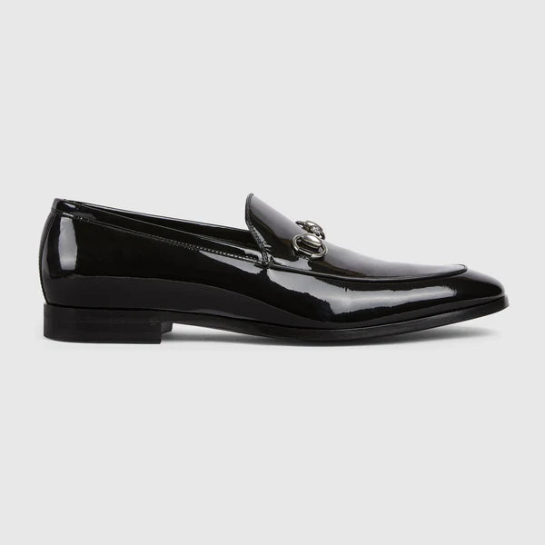 Men's moccasin with buckle made of black leather