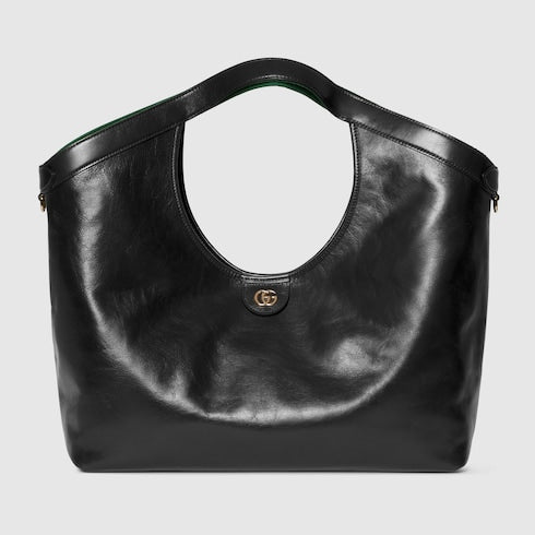 Kleine GG Giglio Shoppingtasche aus schwarzem Leder