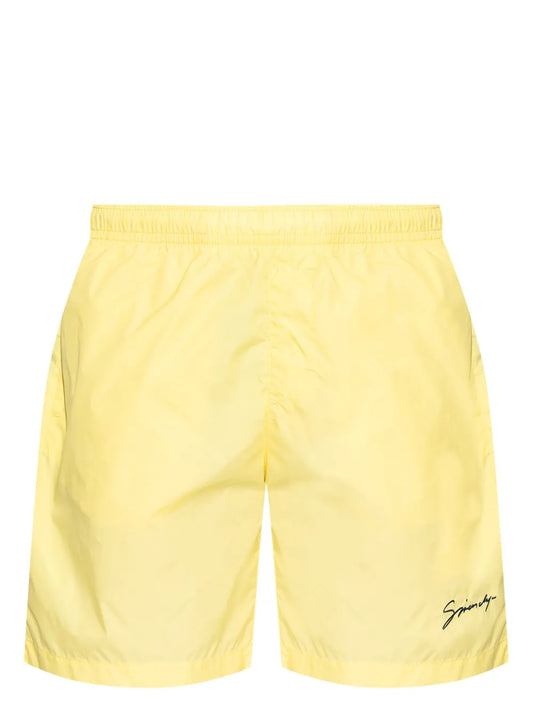 Badehose mit gesticktem Logo Hellgelb