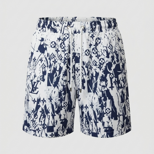 Badehose Monogram Collage Weiß/Navy