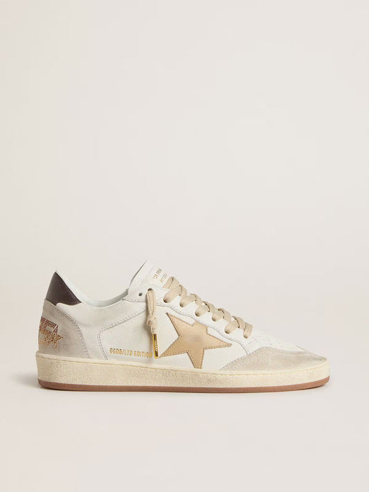 LTD with a beige star and a black heel area