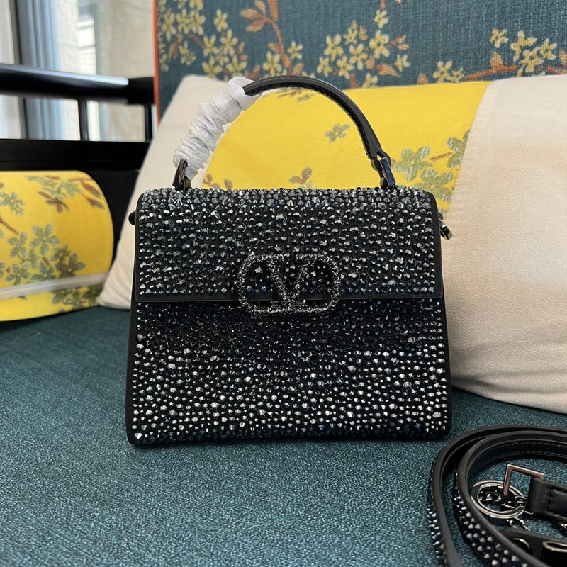 VSling Mini-Tasche mit Kristallverzierung Glitter Schwarz