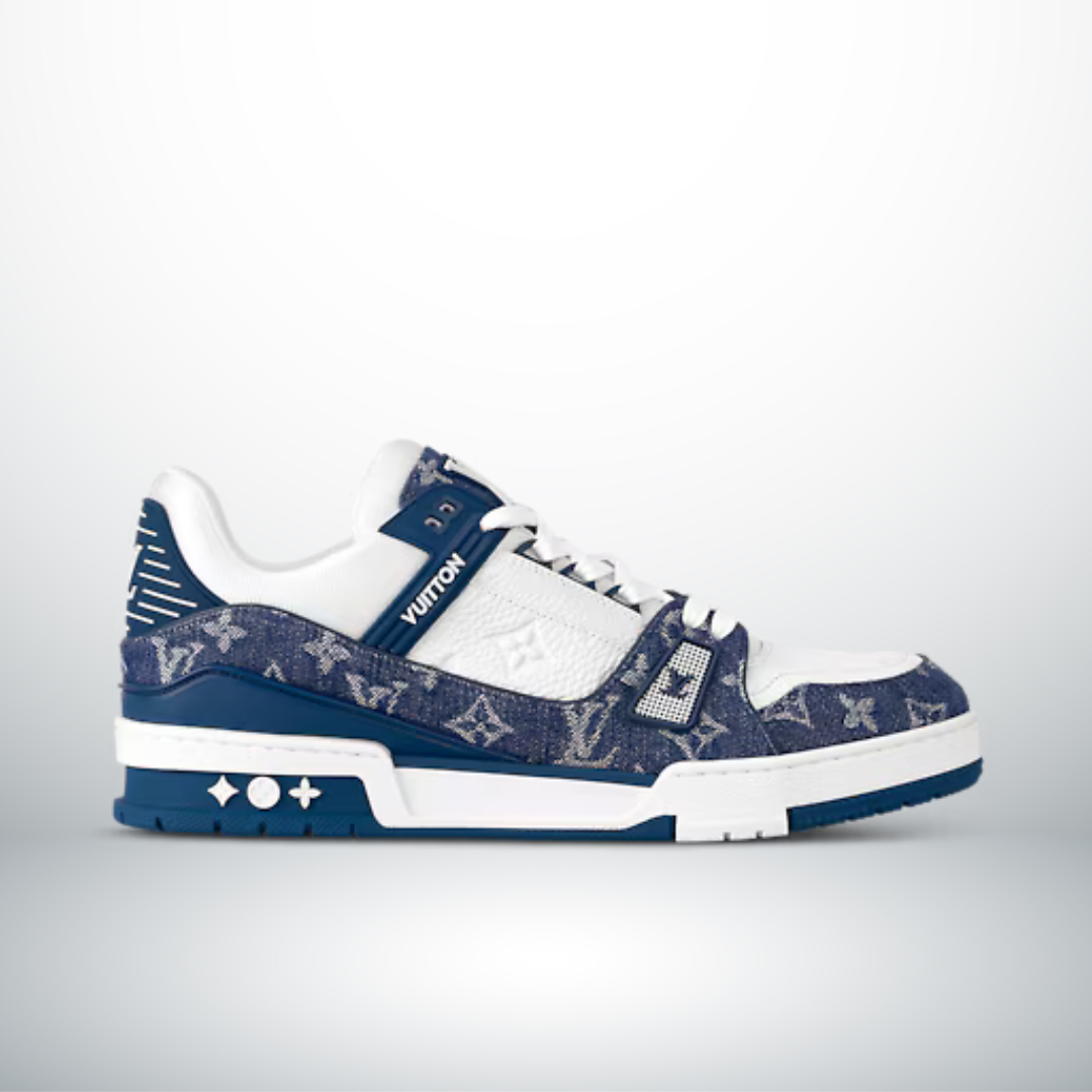 SCARPA DA TENNIS MONOGRAMMA DENIM BIANCO BLU