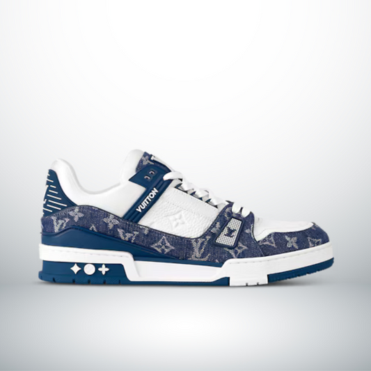 SCARPA DA TENNIS MONOGRAMMA DENIM BIANCO BLU