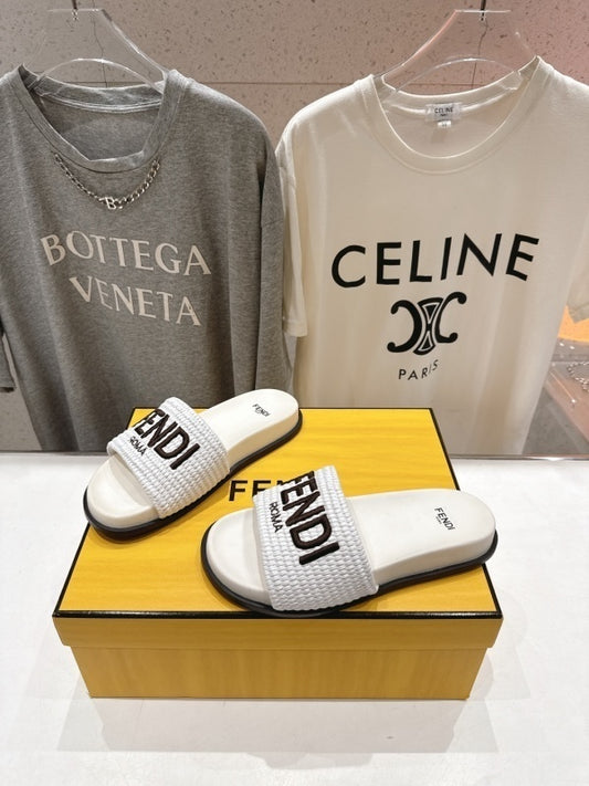 Sunshine FF Raffia Sandals White