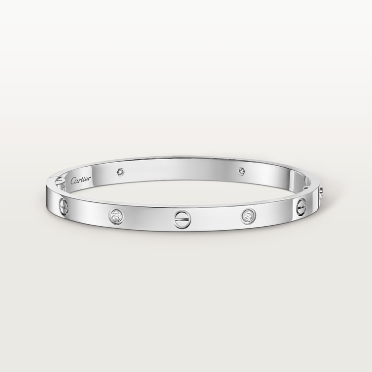 LOVE Armband mittleres Modell mit 4 Diamanten Silber