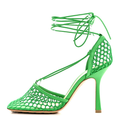 Sandalen aus Mesh und Nappa-Stretch 90 mm Grün
