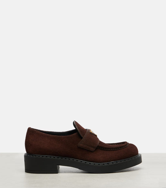 Chocolate brown suede moccasins