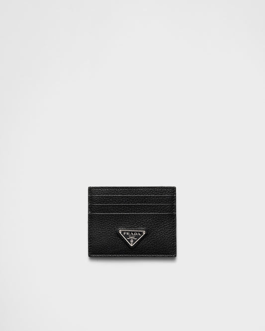 Black leather card holder