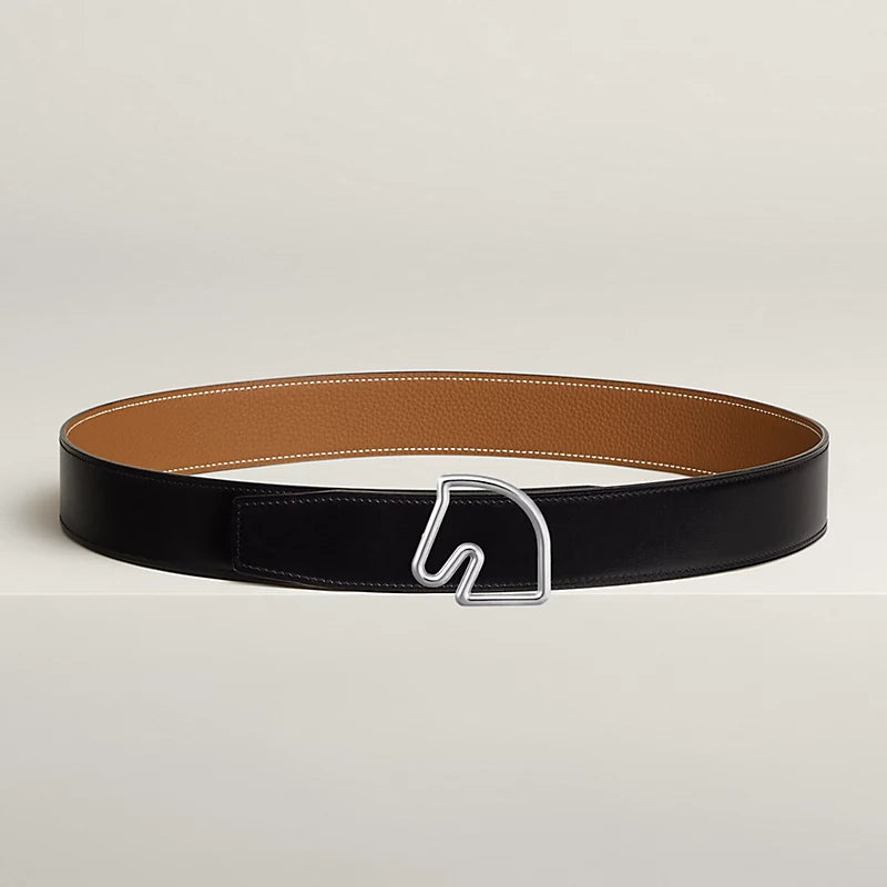 Gürtelschließe Tête de Cheval & Wendbarer Gürtelriemen 38 mm Schwarz/Gold Herren
