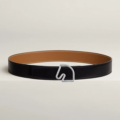 Gürtelschließe Tête de Cheval & Wendbarer Gürtelriemen 38 mm Schwarz/Gold Herren