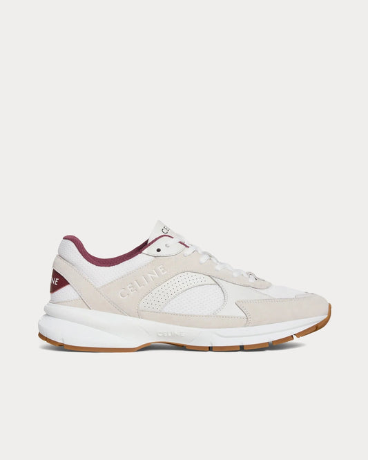 CR-03 Runner Low-Top-Sneakers aus Mesh, Veloursleder und Kalbsleder in Optisch Weiß / Beige / Bordeaux