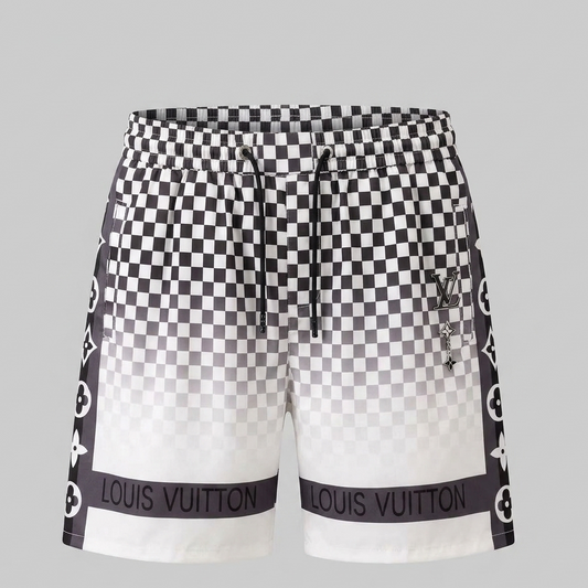 Badehose Damier Verlauf Weiß/Grau