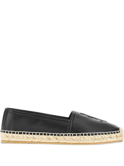 Espadrilles mit Logo in Schwarz/Raffia