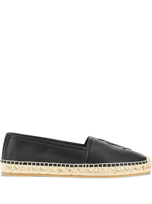 Espadrilles with logo in black/raffia
