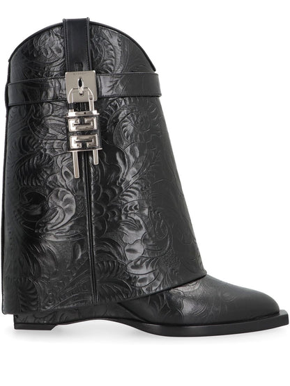 Cowboystiefel aus Leder mit Shark-Lock-Absatz 60 mm