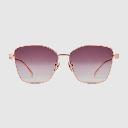 Sonnenbrille Butterfly mit niedrigem Steg Gold/Rot