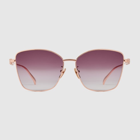 Sonnenbrille Butterfly mit niedrigem Steg Gold/Rot