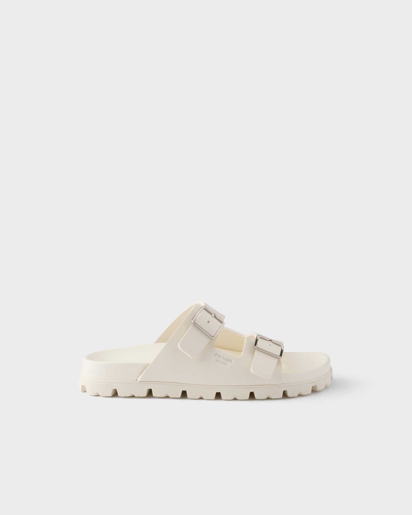 Slider-Sandalen aus elfenbeinfarbenem Gummi