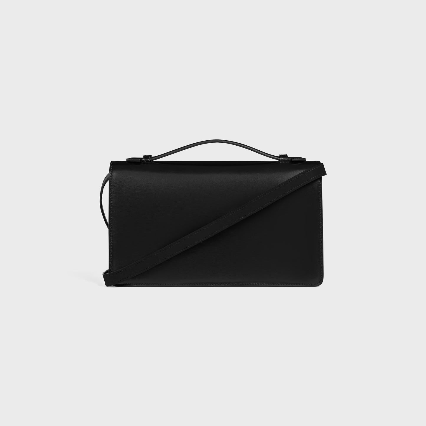 Mittlere Triomphe Folio aus glänzendem Kalbsleder in Schwarz