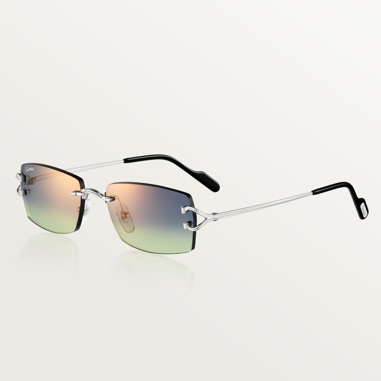 Classic men's sunglasses with C motif and blue-green gradient lenses