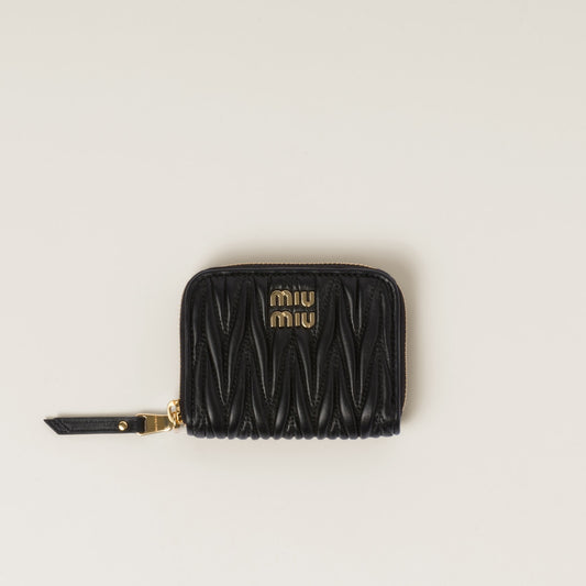 Coin case made of black matelassed nappa leather