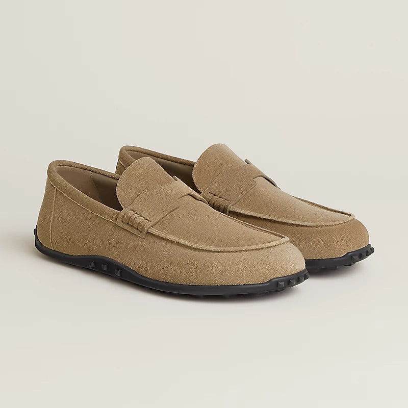 Lazy Loafer Beige Wildleder mit H-Schnalle