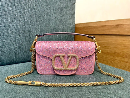 Valentino Diamond Mini-Tasche Pink Glitter