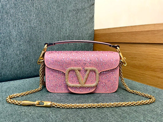 Valentino Diamond Mini-Tasche Pink Glitter