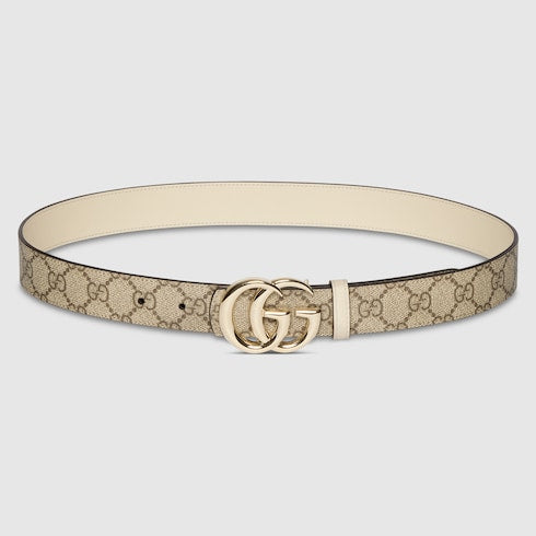 Wendegürtel GG Marmont Supreme in Beige und Elfenbeinleder Damen