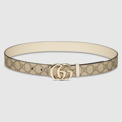Wendegürtel GG Marmont Supreme in Beige und Elfenbeinleder Damen