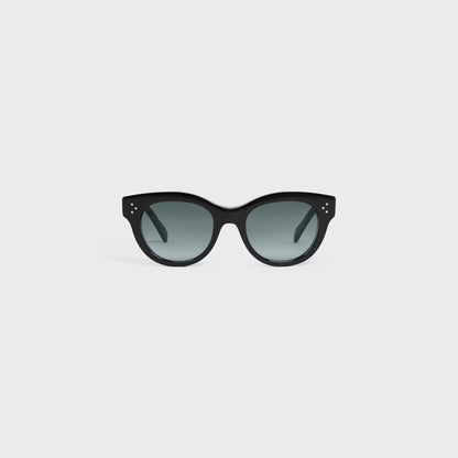 Runde S332 Sonnenbrille aus schwarzem Acetat für Damen