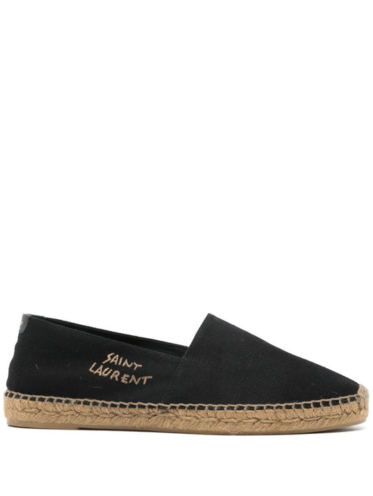 Espadrilles with embroidered logo in black