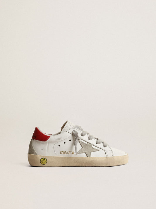 Super-Star Young with suede star and red leather on the heel