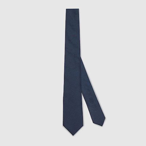 GG silk and cotton tie in blue